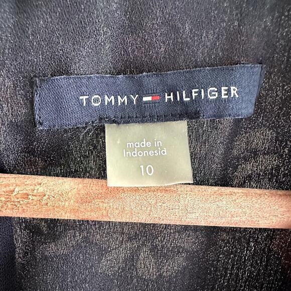 Tommy Hilfiger Navy Floral Hi-Low Midi Dress 10 Trapeze Chic Resort Boho - Picture 9 of 11